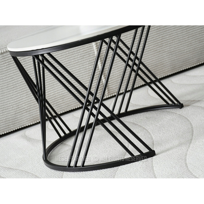 Журнальний стіл Mebel-Partner круглий, 65 x 65 x 45 см, білий/чорний