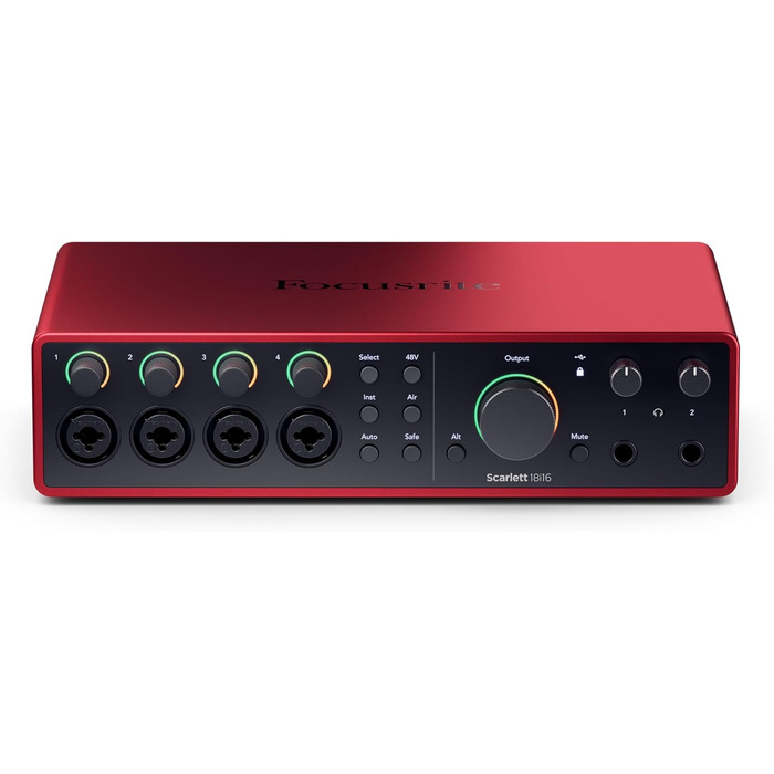 Звукова карта Focusrite Scarlett 4i4 4-го покоління USB: для гітаристів, вокалістів, музикантів - Hi-Fi студійна якість, комплект програмного забезпечення
