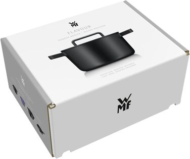 Жаровня WMF Flavour 22 см, чавунна, для індукції, емальована, чорна, з кришкою з конденсаційними виступами, сучасний дизайн