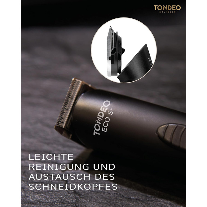 Професійна машинка для стрижки волосся TONDEO ECO S PLUS BLACK з акумулятором, зарядною станцією та насадками для 4 довжин стрижки