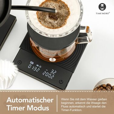 Ваги для кави TIMEMORE Basic 2 з таймером, контролем протікання та точністю 0,1г, чорного кольору