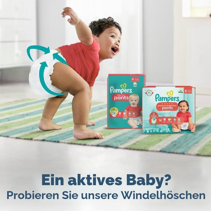 Підгузки Pampers Baby-Dry розмір 4 (9-14 кг), 120 шт, з захистом від протікань Stop & Protect