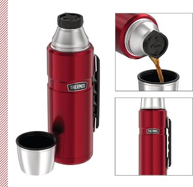 Термос Thermos Stainless King 1,2 л з ручкою, нержавіюча сталь, колір журавлина