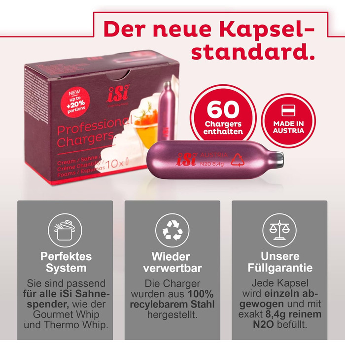 iSi Gourmet Whip – набір для збивання вершків 0,5 л з 6 упаковками капсул, нержавійка, насадки, лійка, сито, кришка – для вершків, супів, еспум та десертів
