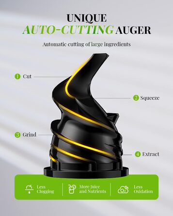 Соковитискач GDOR компактний, потужний Slow Juicer для овочів і фруктів, 600 мл, тиха робота, легке очищення, BPA Free, щітка в комплекті, висока віддача соку