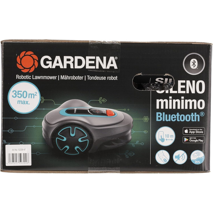 Робот-газонокосарка Gardena SILENO minimo 350 м², інтелектуальна, з Bluetooth-додатком, програмована, для газону