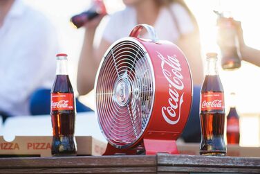 Вентилятор настільний Coca Cola Vintage °CUBES - ретро вентилятор для дому та офісу, червоний