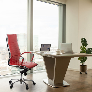 Офісне крісло / крісло керівника PARMA 20 шкіра червоний хром hjh OFFICE
