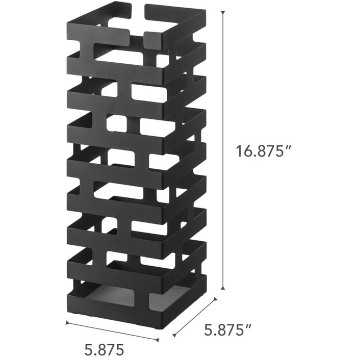 Підставка для парасольок Yamazaki 2363 BRICK, чорна, сталева, мінімалістичний дизайн, 15x15x43 см