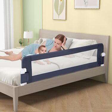 Захисний бортик для ліжка DREAMADE 150/120/105 см, сірий. Бортик для безпеки дитини з PP та Oxford
