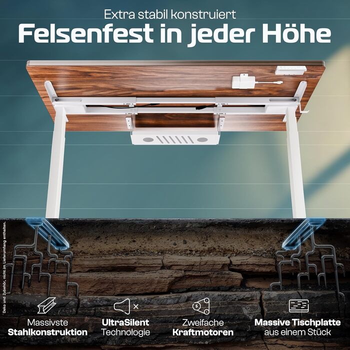 Електричний стіл CleverDesk для роботи 160x80 см, регульована висота, 2 USB, білий каркас, дерев'яна стільниця