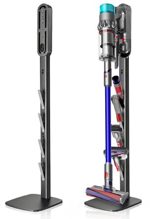 Підставка для пилососа Dyson Gen5, V16, V15, V12, V11, V10, V8, V7, V6 — металева стійка без свердління, 4 гачки для аксесуарів, темно-сіра