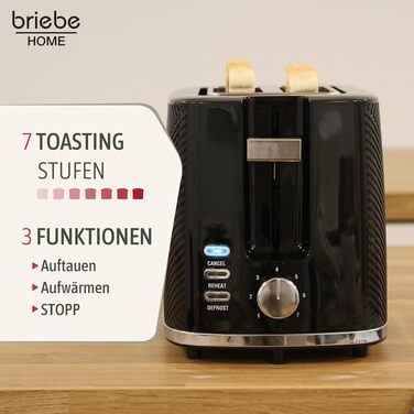 Тостер Briebe Elegance Brotor 2-слотовий, 7 режимів, розморожування, чорний