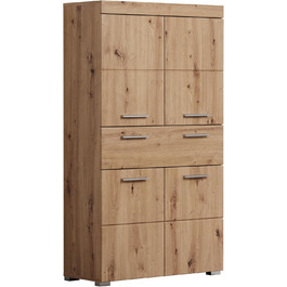 Високий шафа для ванної кімнати trendteam Amanda, 73x130x31 см, колір дуб асті, меблі для ванної