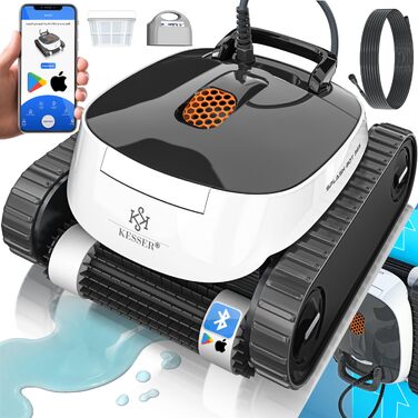 Робот-пилосос для басейну KESSER® для дна та стін до 100 м², очищення водолінії, автоматичний з керуванням через додаток та контрольний модуль, для вбудованих басейнів з механізмом підйому, антрацит