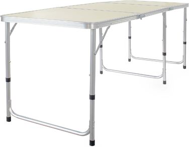 Складаний кемпінговий стіл Toboli 180x60x70 см, регульована висота 54/61/70 см, алюмінієва рама, стільниця МДФ, портативний багатофункціональний стіл для кемпінгу, саду, буфету