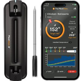 Бездротовий цифровий термометр для м'яса MeatStick V: WiFi та Bluetooth, термостійкість до 650°C, для гриля, смокера, су-від, духовки та аерогриля