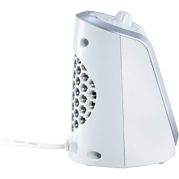 Керамічний обігрівач EWT DDF 250 Вт, настільний, з USB, термостатом, LED підсвічуванням і зарядкою для смартфона, білий