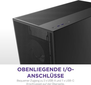 Корпус NZXT H7 Flow для ПК, Mid-Tower ATX, чорний, з потужною вентиляцією, підтримка до 3х 120-мм вентиляторів знизу для охолодження відеокарти, 3х 120-мм фронтальних вентиляторів, місце для радіатора 420 мм спереду