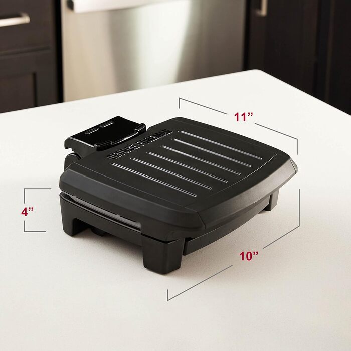 Гриль George Foreman повністю занурюваний, для посудомийної машини, антипригарне покриття, чорно-сірий, на 4 порції