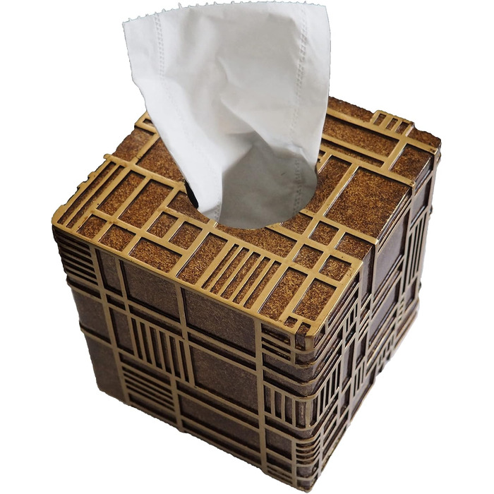 Декоративний чохол для коробки серветок Kleenex Hymmah, квадратний з підносом, золотистий дизайн Linellae для спальні та вітальні