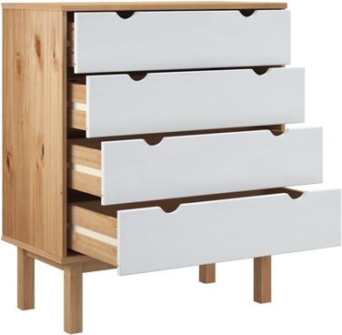 Комод з шухлядами vidaXL, масив сосни, коричнево-білий, 76,5x39,5x90 см – шафа для зберігання, тумба, скриня, sideboard