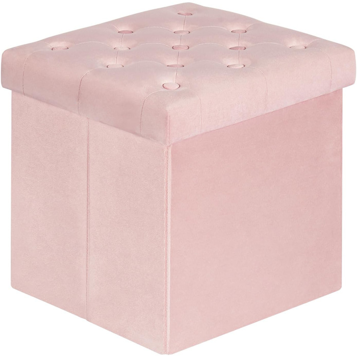 Складаний оксамитовий пуф Bonlife з місцем для зберігання, рожевий 40x40x40 см – м'який сидіння-скриня з кришкою
