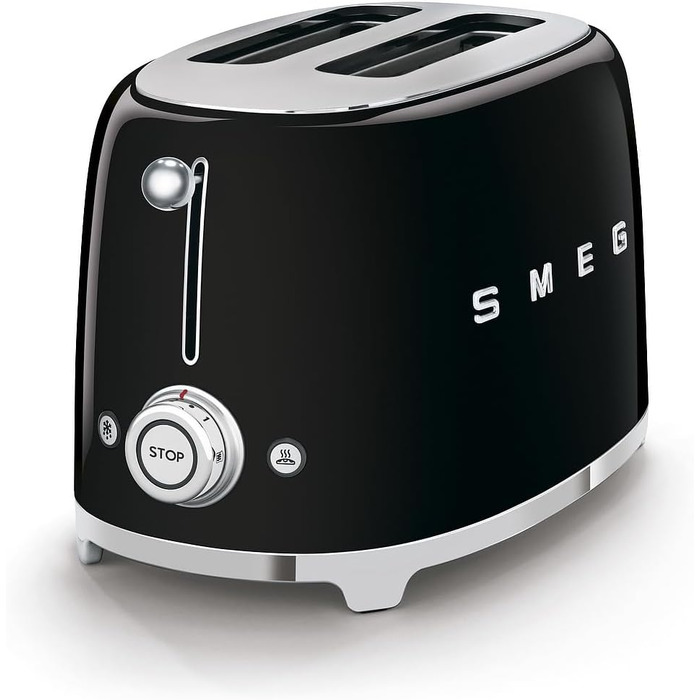 Тостер Smeg TSF01CREU 2-слотовий, чорний - 6 рівнів підсмажування, функція розморожування та підігріву, 950 Вт