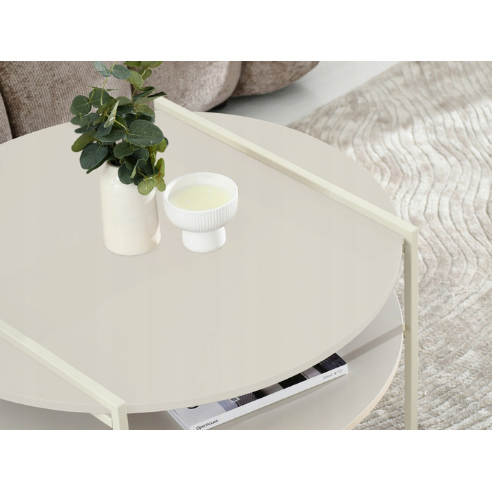 Журнальний стіл Mebel-Partner круглий, 80 x 80 x 45 см, кремовий
