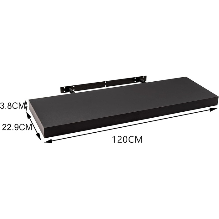 Полиця настінна WOLTU Wandboard для CD, DVD, книг, 120x22.9x3.8 см, чорна - для офісу, вітальні, спальні, кухні RG9315sz