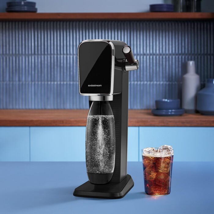 Сифон для газування води SodaStream ART, пляшка 1л та циліндр CO2, чорний