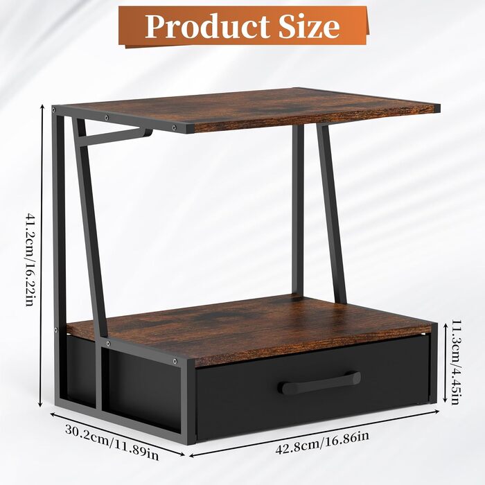 Стіл для друку Alyoen з полицями та висувною шухлядою для принтера, 3D-принтера, сканера - для дому та офісу