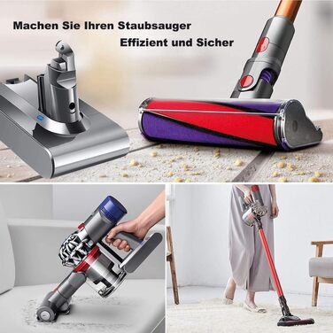 Акумулятор Dyson V7 SV11: Замінний акумулятор для пилососів Dyson Animal, Motorhead, Trigger, Fluffy (229687) з LED дисплеєм + 2 фільтри, викрутка, гвинти, блокування кнопки (Сірий)