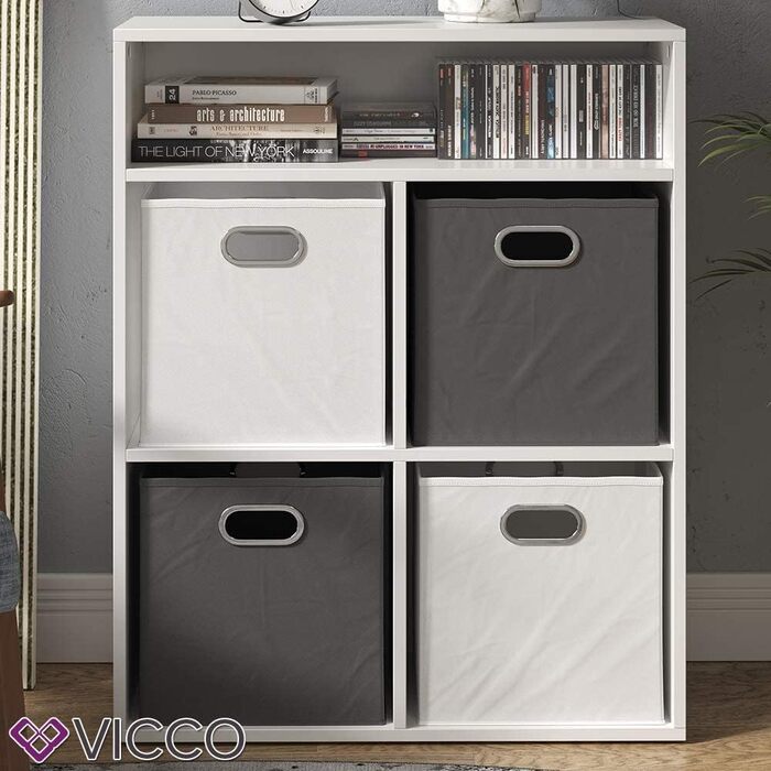 Книжкова полиця Vicco біла, 72x90,2 см, 4 відсіки