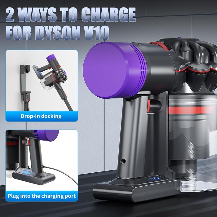 Акумулятор для пилососа Dyson V10 SV12 (Powtree) + фільтр + гвинти (8.0Ah, сірий)
