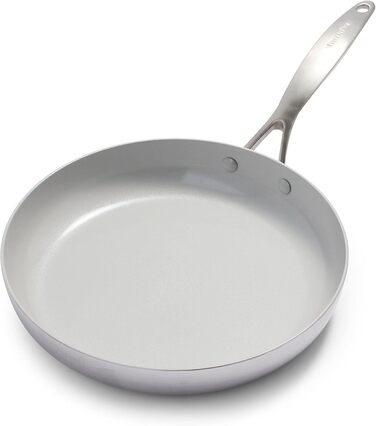 Сковорода GreenPan Venice Pro Tri-Ply 28 см, багатошарова нержавіюча сталь, без ПФАС, антипригарна, для індукції, підходить для духовки та посудомийки, срібляста