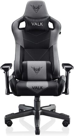 Ігровий крісло VALK Gaia з дихаючою тканиною, ергономічний офісний стілець, кут нахилу 160º, 4D підлокітники, газпатрон класу 4, професійне геймерське крісло (Onyx Schwarz), тканина Onyx Schwarz