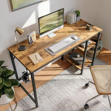 Комп'ютерний стіл CubiCubi з полицями, 100x50 см, білий, для офісу та дому