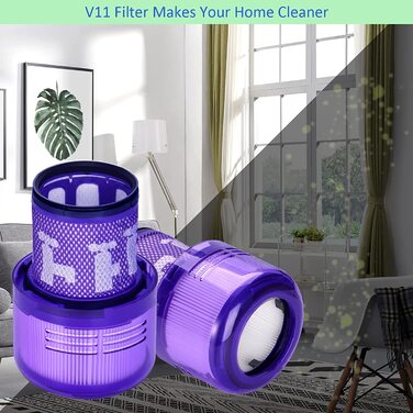 Комплект з 4 фільтрів Laukowind для пилососа Dyson V12, багаторазові миючі фільтри для Dyson V12 Detect Absolute Extra, Total Clean, Fluffy, заміна 971517-01