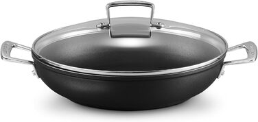Сковорода Le Creuset з антипригарним покриттям з кришкою, 28 см, для всіх типів плит (включно з індукцією), алюміній, сірий/сріблястий