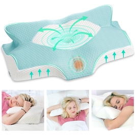Ортопедична подушка Elviros з memory foam для тих, хто спить на боці, з підтримкою шиї, проти болю в шиї та плечах, 64 x 12,5/10,5 x 38 см