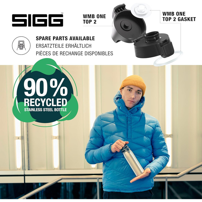 Сталева спортивна пляшка для води Sigg Shield ONE для газованих напоїв, герметична, BPA-free, 1 л, Brushed