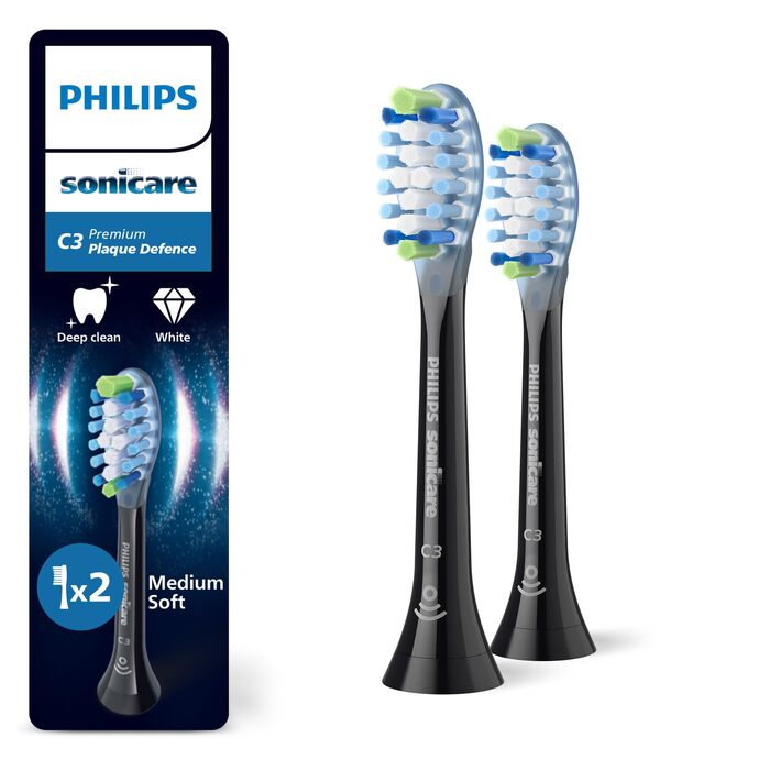 Смінні насадки для електричної зубної щітки Philips Sonicare C3 Premium Plaque Defense, чорні, 6 шт, HX9046/88