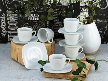 Набір кавових чашок CreaTable Square Weiss, 12 шт, 200 мл, білий фарфор