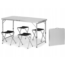 Туристичний стіл Bauerkraft 120x60x70 см, сірий, алюміній, стільниця МДФ