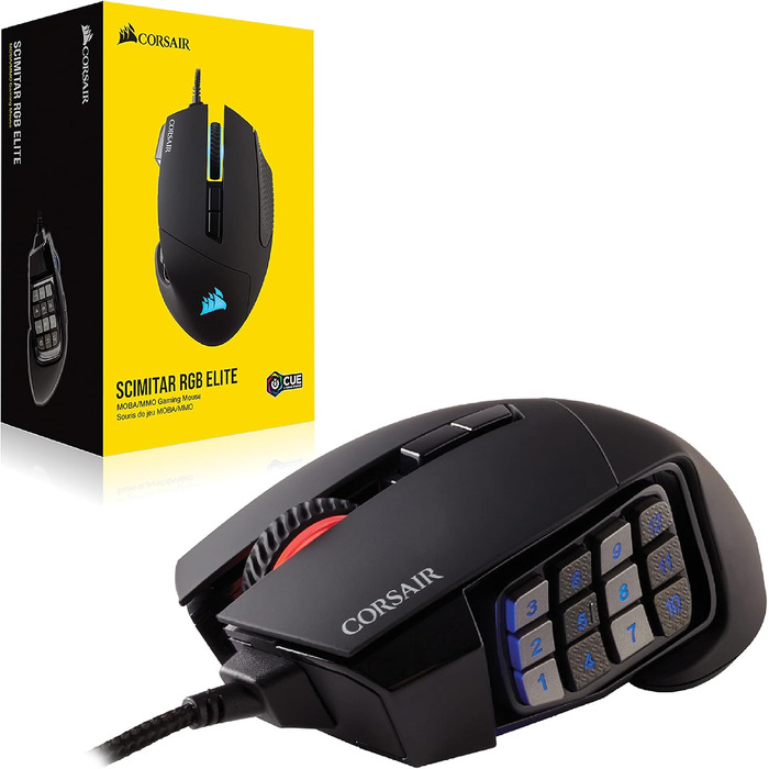 Ігрова миша Corsair Scimitar RGB Elite для MOBA/MMO, дротова, чорна