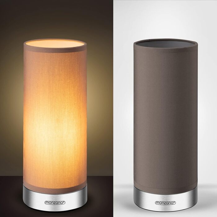 Настільна лампа Monzana 2 шт. з LED, димер, тканинний абажур, сенсорне керування, для спальні та вітальні, колір тауп, матова основа