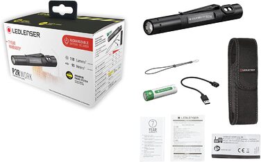 Ліхтарик Ledlenser P2R Work Mini LED для майстерні та майстрів, акумуляторний, 110 люмен, фокусування, 90 м, USB-зарядка, кліпса