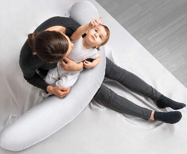 Подушка для годування та вагітності Amilian XXL, біла, з чохлом, універсальна, для новонароджених та майбутніх мам