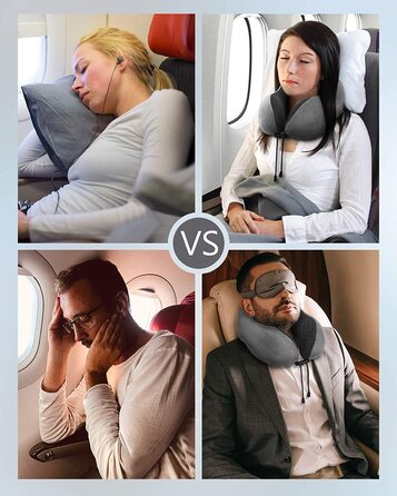 Подушка для шиї Homiee для подорожей: ортопедична, з memory foam, для автомобіля, літака, офісу (сіра)